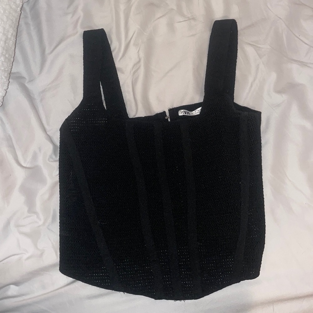 Zara black knit corset tank top